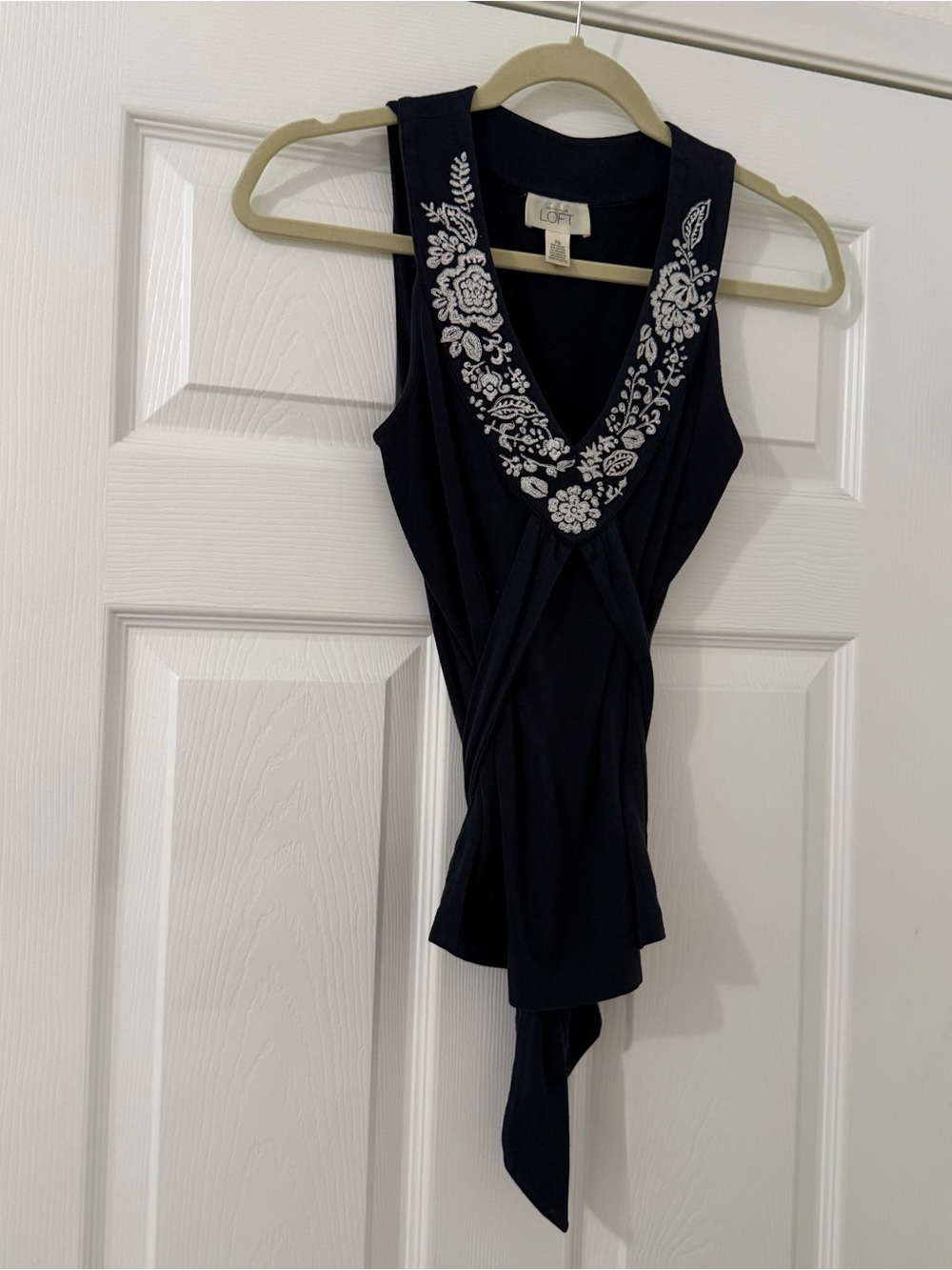 Vintage Y2K Ann Taylor Loft Navy Tie Back Top
